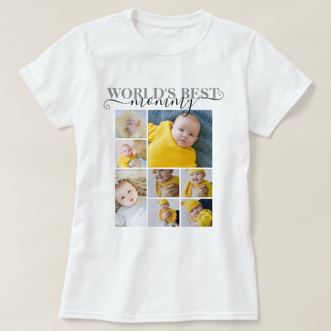 Personlig Photo och Text 8 Photo Collage T Shirt (Design framsida)
