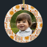 Personlig Photo ’One’ Rainbow & Sunshine Julgransprydnad Keramik<br><div class="desc">unikt könsneutralt foto 1:a födelsedag regnbåge och solskensornament</div>
