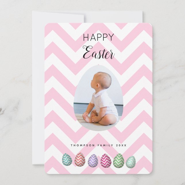 Personlig Photo Påskägg Rosa Pastel Julkort (Framsida)
