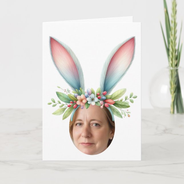 Personlig Photo Påskhare öron kaninkort Helgkort (Framsida)