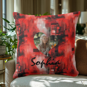 Personlig Photo Pillow i Abstrakt Red Back. Kudde