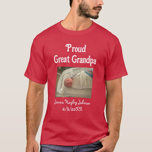 Personlig Photo Proud Grandpa Photo T Shirt (Framsida)
