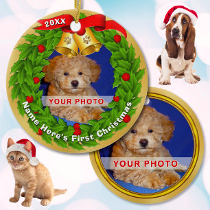Personlig Photo Puppys första julprydnad Julgransprydnad Keramik