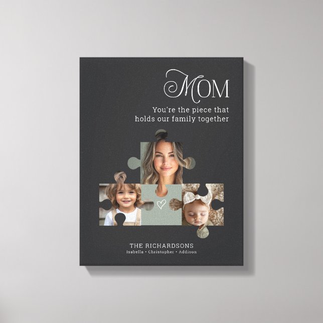 Personlig Photo Puzzle Biet Art Mamma + 2 Namn Canvastryck (Framsida)