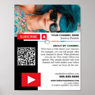 Personlig Photo & QR-kod, Youtube - Vlogger Poster