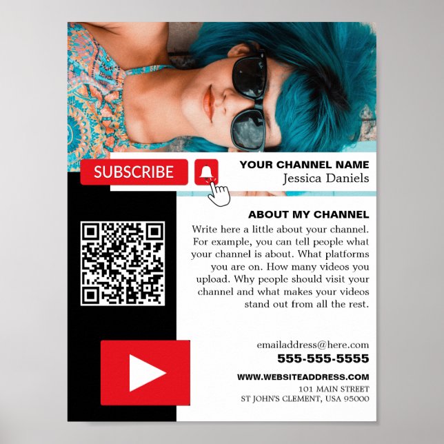 Personlig Photo & QR-kod, Youtube - Vlogger Poster (Framsidan)
