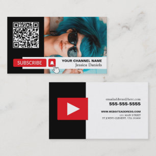 Personlig Photo & QR-kod, Youtube - Vlogger Visitkort