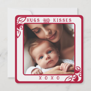 Personlig Photo Red Blommigt Hugs och Kisses XOXO