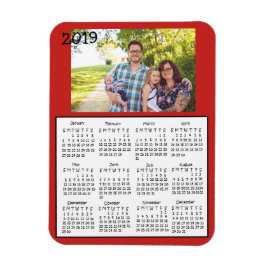 Personlig Photo Red Mini Magnet Calendar 2018