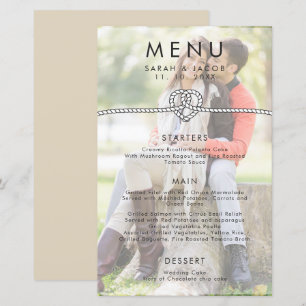 Personlig Photo Rope Heart Bröllop Menu