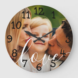 Personlig Photo Script Kärlek Stor Klocka
