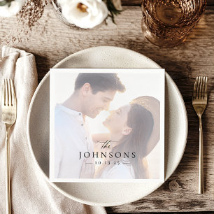 Personlig Photo Simple Bröllop Napkins Pappersservett