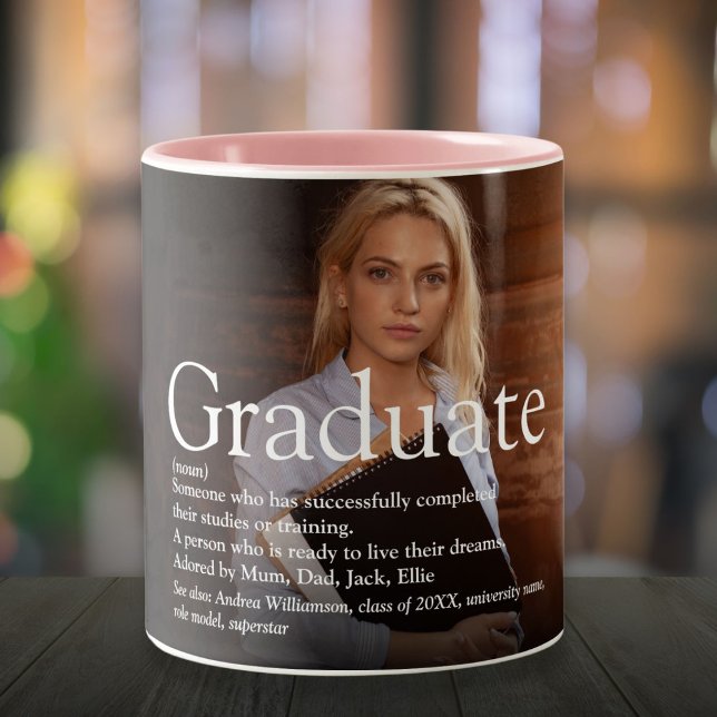 Personlig Photo Student Definition Två-Tonad Mugg (Personalized Photo Graduate Definition Two-Tone Coffee Mug)