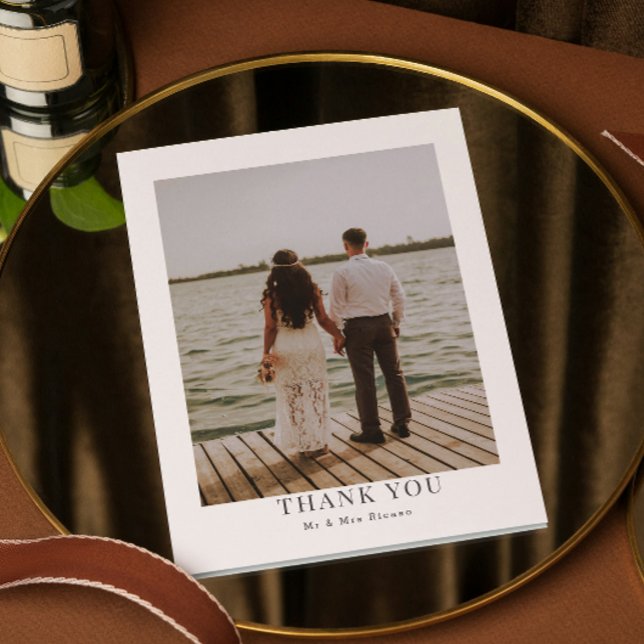 Personlig Photo Tack Enkel och modern Kort (Personalized Photo Thank You Simple and Modern wedding cards by Ricaso. Add 2 photographs & text
)