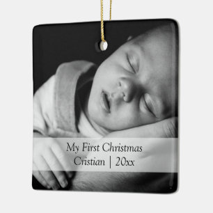 Personlig Photo Template Babys Första jul Julgransprydnad Keramik