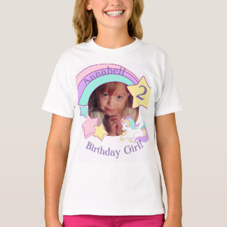 Personlig Photo Unicorn-födelsedag Tee Shirt