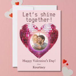 Personlig Photo Valentine Day Disco Heart Julkort
