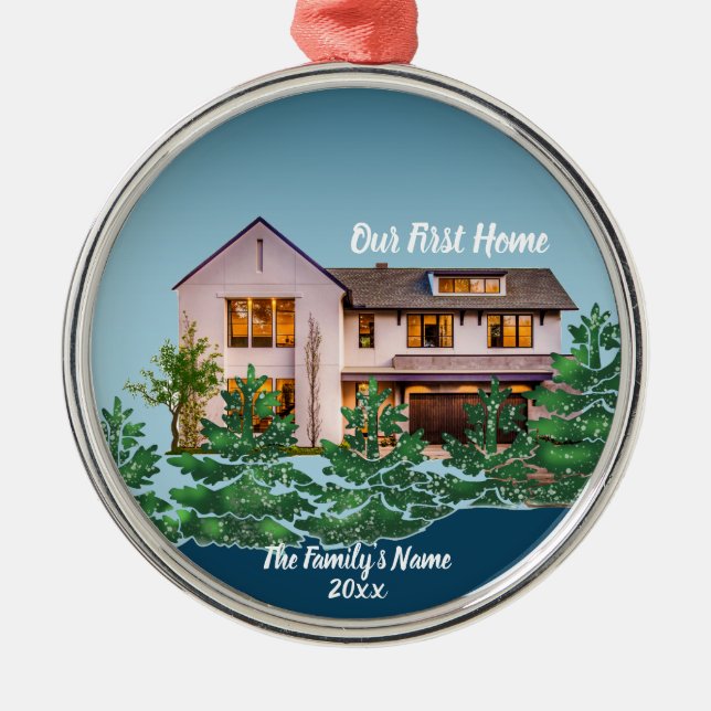 Personlig Photo Vår första startjul Julgransprydnad Metall (Framsidan)