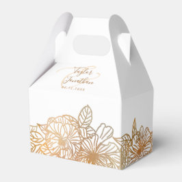 Personlig Photo Vit ros Bröllop Guld Blommigt Presentaskar