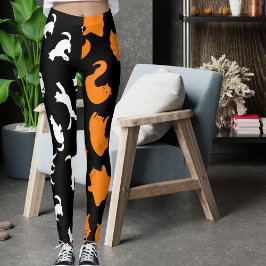 Personlig Photo White Black Orange Cat Mönster Leggings