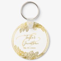 Personlig Photo White Guld Flowers Chic Bröllop