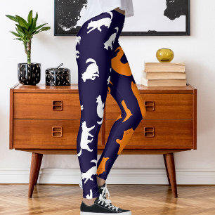 Personlig Photo White Orange Cat Mönster Leggings