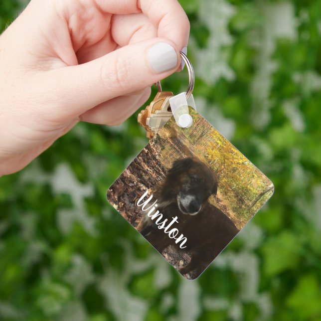 Personlig Photo White Script Nyckelring (Hand)