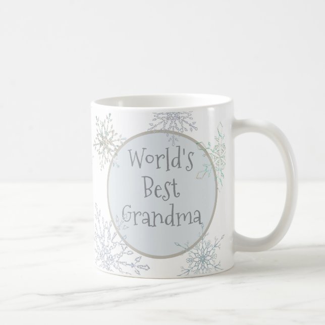 Personlig Photo World's Best Grandma Snowflake Kaffemugg (Höger)
