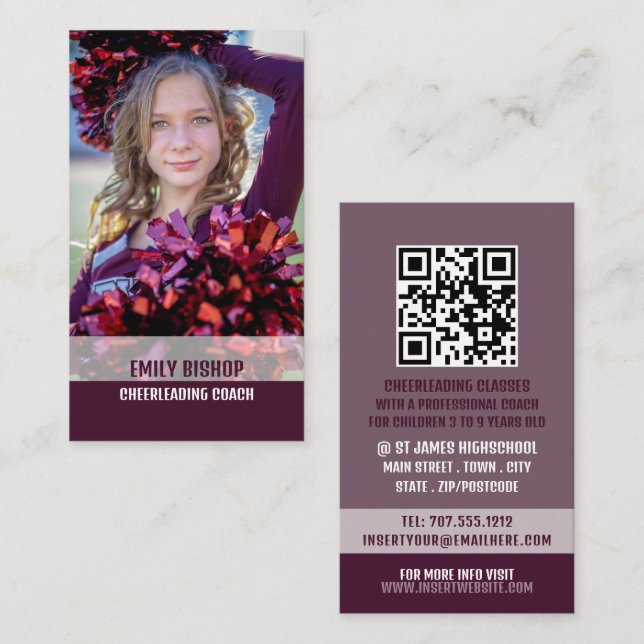 Personlig Photograf, Cheerlead Coach Visitkort (Fram/baksida)