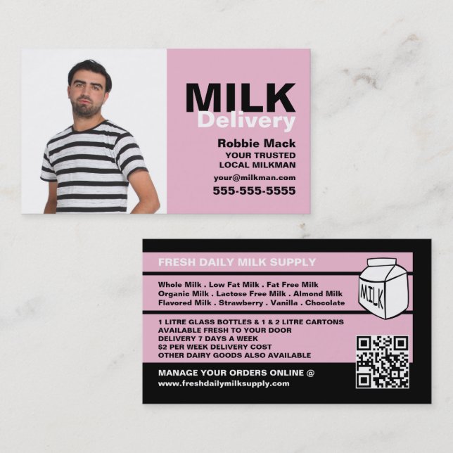 Personlig Photograf, Milkman/Woman Delivery Visitkort (Fram/baksida)