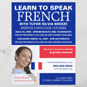 Personlig Photograph, Fransk Language Course Reklamblad