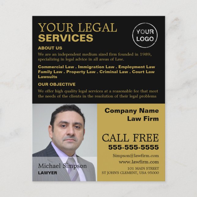 Personlig Photograph Legal Services Reklam Flygblad (Framsidan)