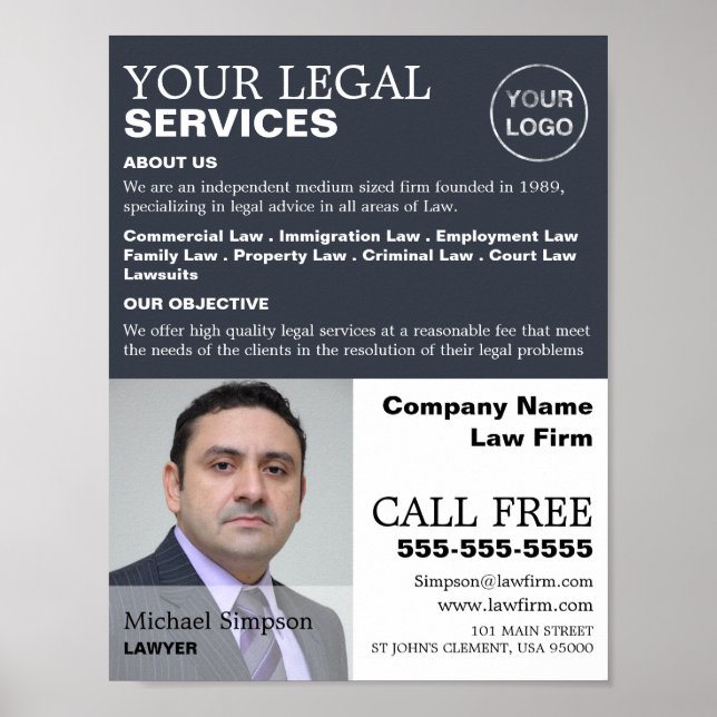 Personlig Photograph Legal Services Reklam Poster (Framsidan)