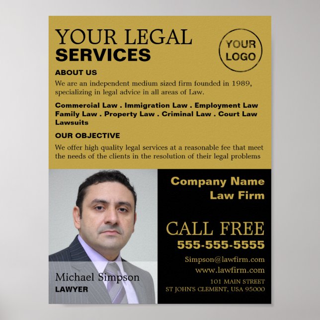 Personlig Photograph Legal Services Reklam Poster (Framsidan)