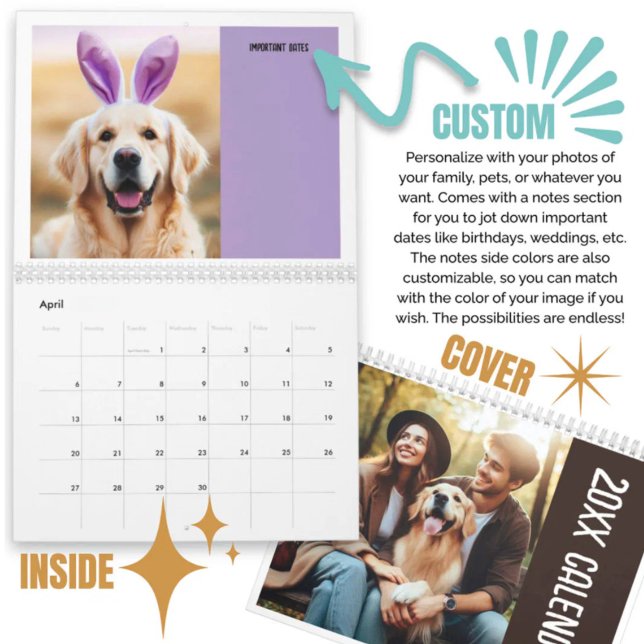 Personlig Photos Family Pets med anteckningar Kalender (Personalized Photos Family Pets With Notes Calendar)