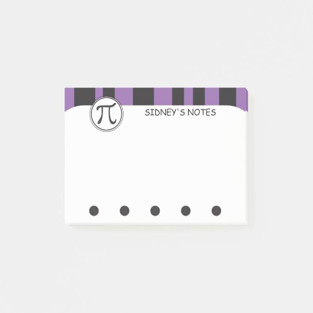 Personlig Pi-symbol Lila Matematik-tema Post-it Block (Framsida)