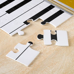 Personlig Piano Nycklar Black Quatrefoil på Guld Pussel