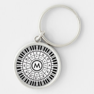Personlig Piano Nycklar Circle of Fifths Rund Silverfärgad Nyckelring