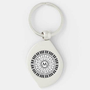 Personlig Piano Nycklar Circle of Fifths Swirl Silverfärgad Nyckelring