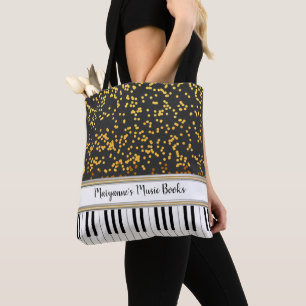 Personlig Piano Nycklar Guld Polka dots Mönster Tygkasse