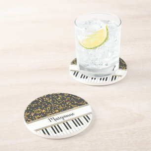 Personlig Piano Nycklar Guld Polka dots Mönster Underlägg