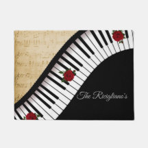 Personlig Piano Nycklar med Rosor Door Mat