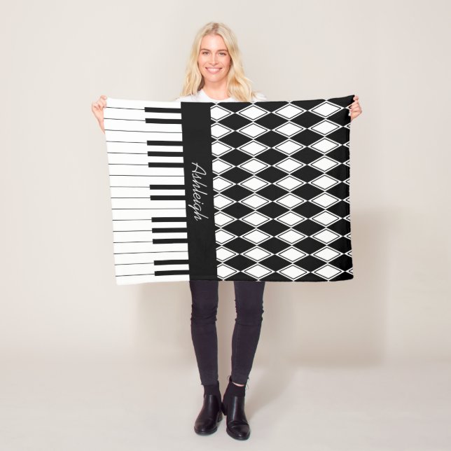 Personlig Piano Nycklar och diamanter Fleecefilt (På plats)