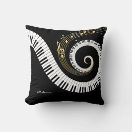 Personlig Piano Nycklar och Guld Musik noter Kudde