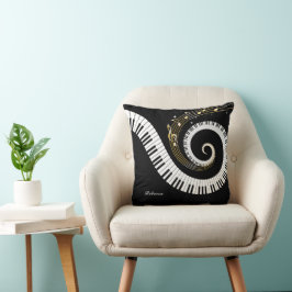 Personlig Piano Nycklar och Guld Musik noter Kudde
