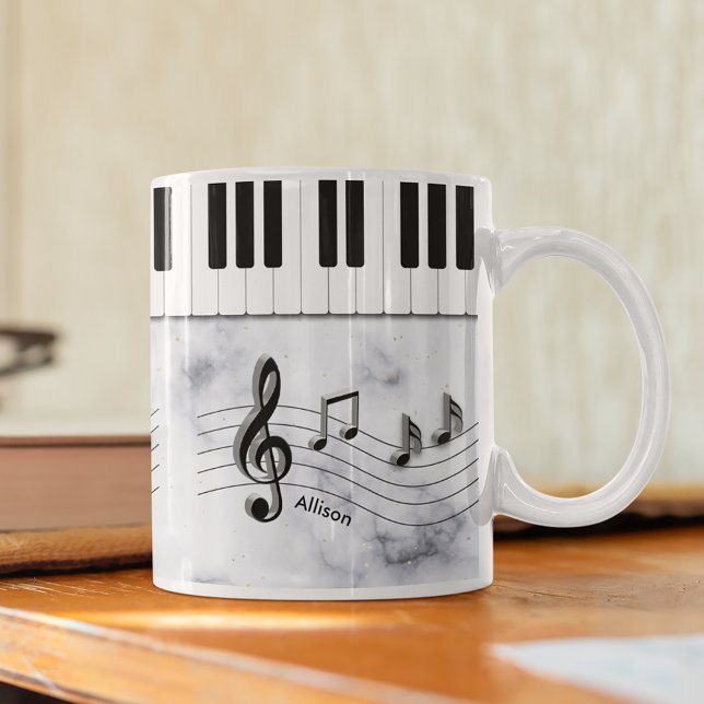 Personlig Piano Nycklar och Musik noter Kaffemugg (Skapare uppladdad)