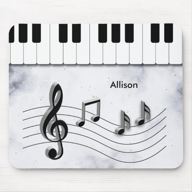 Personlig Piano Nycklar och Musik noter Musmatta (Framsidan)