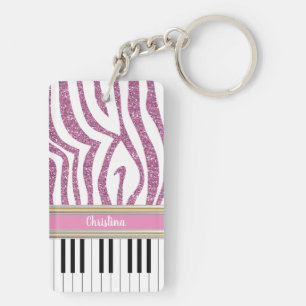 Personlig Piano Nycklar Rosa Glitter Zebra tryck