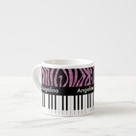 Personlig Piano Nycklar Rosa Glitter Zebra tryck Espressomugg