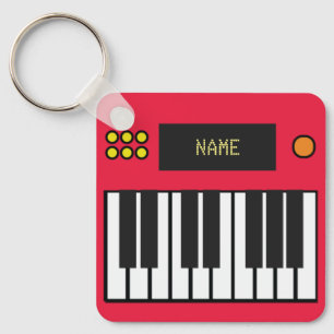 Personlig Piano Nycklar Tangentbord Keychain Red Nyckelring